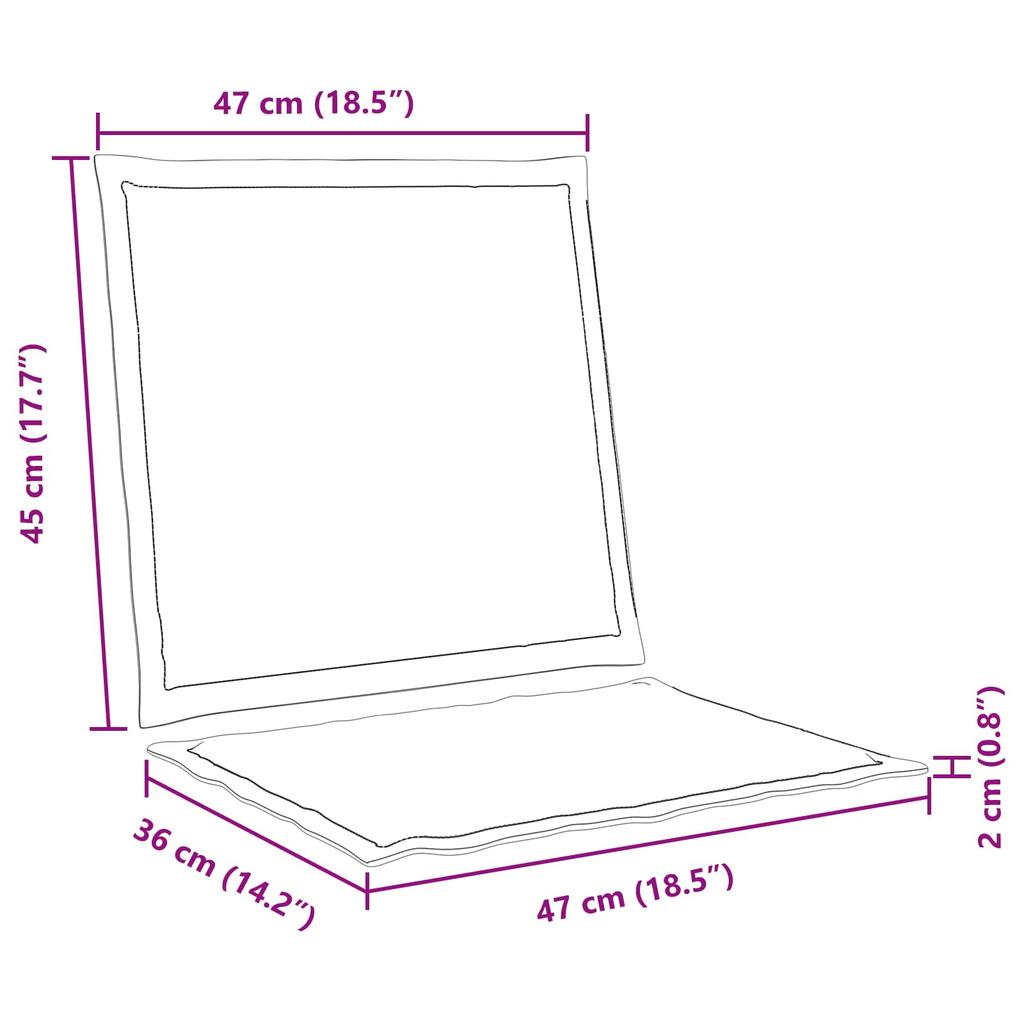 Seat and Back Cushions 2 Pcs Cream 47 X 45 X 2 Cm Polyester