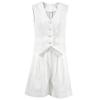 European & American Design Cotton Linen Suit: Women's Summer Casual Sleeveless Vest & Shorts Set
