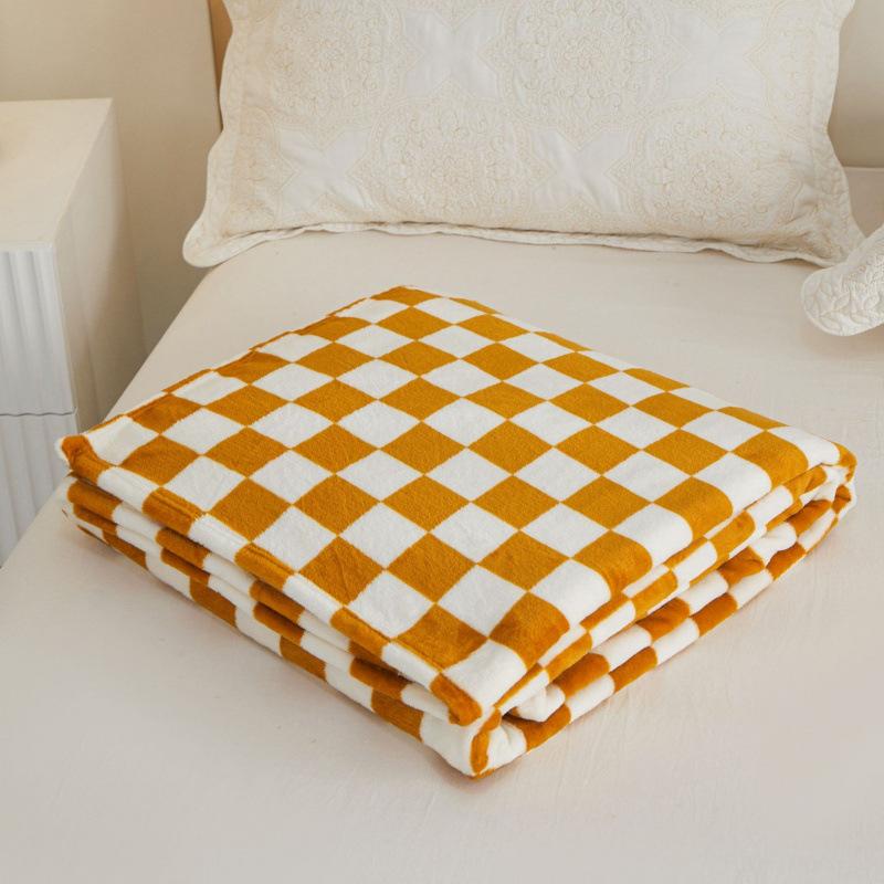 Checkerboard Flannel Fleece Throw Blanket Soft Warm Plaid Cover for Sofa Bed Nap