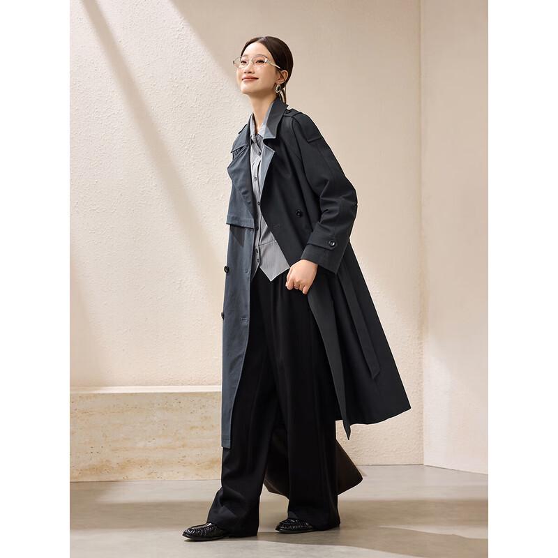 Mohanyimei Women's Professional Lapel Waist-Cinching Trench Coat