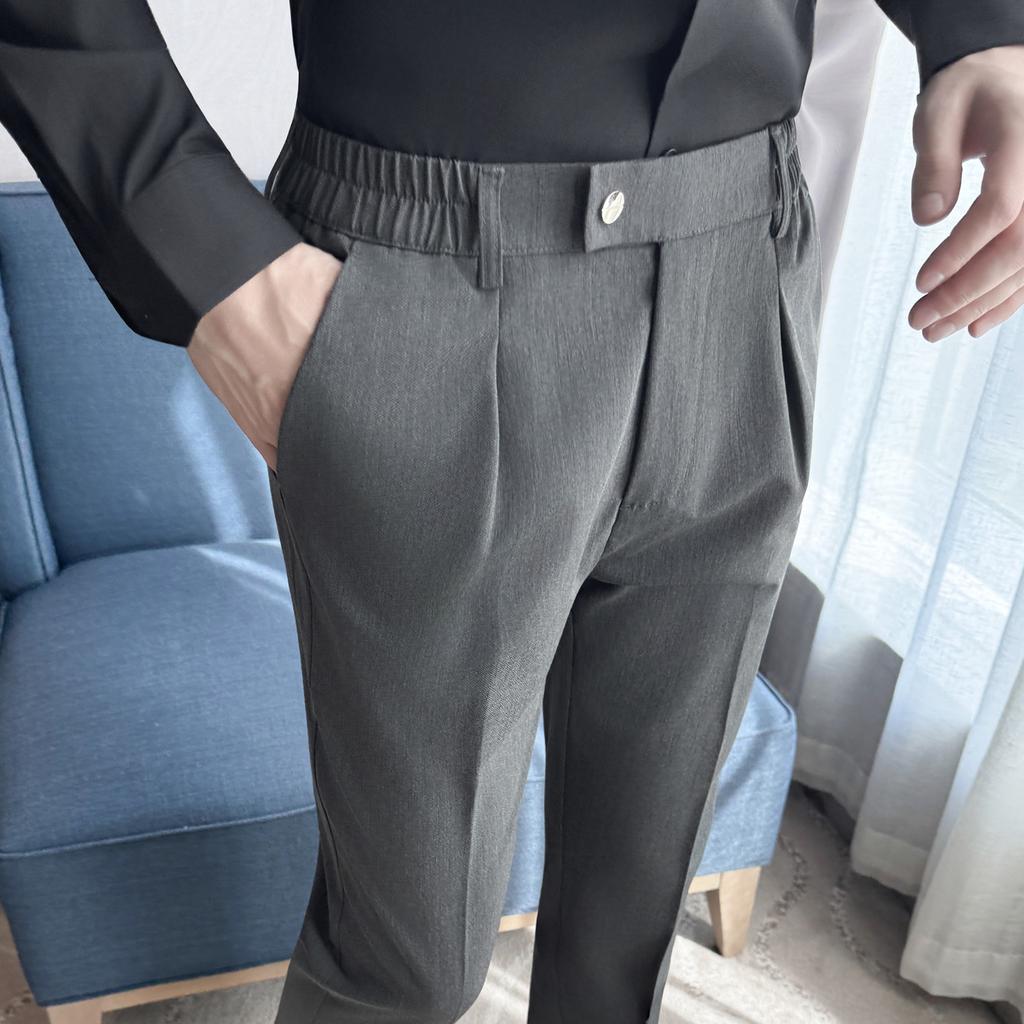 Xiaohongshu recommends autumn new men's casual nine-point pants, high-end semi-elastic waist hanging men's long pants