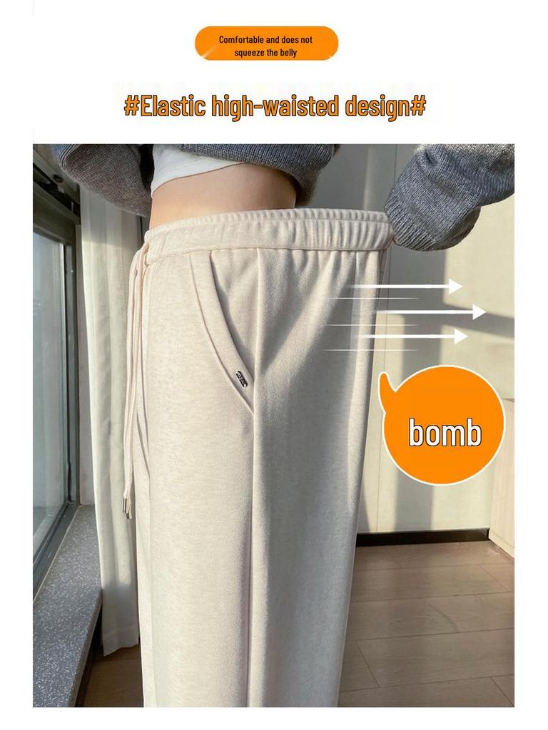 Spring High-Waisted Knitted Wide-Leg Pants for Women