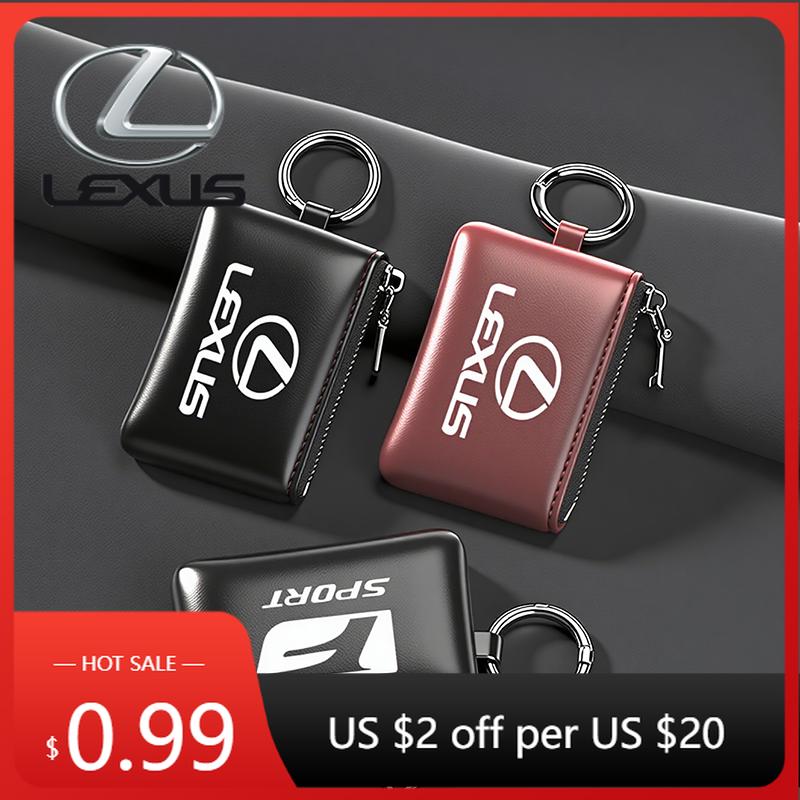 AEGHT1 Interior Stickers Car Leather Key Case Keychain Mini Storage Bag Accessories For Lexus F SPORT ES RX NX LS UX LM LX GX LC RZ IS