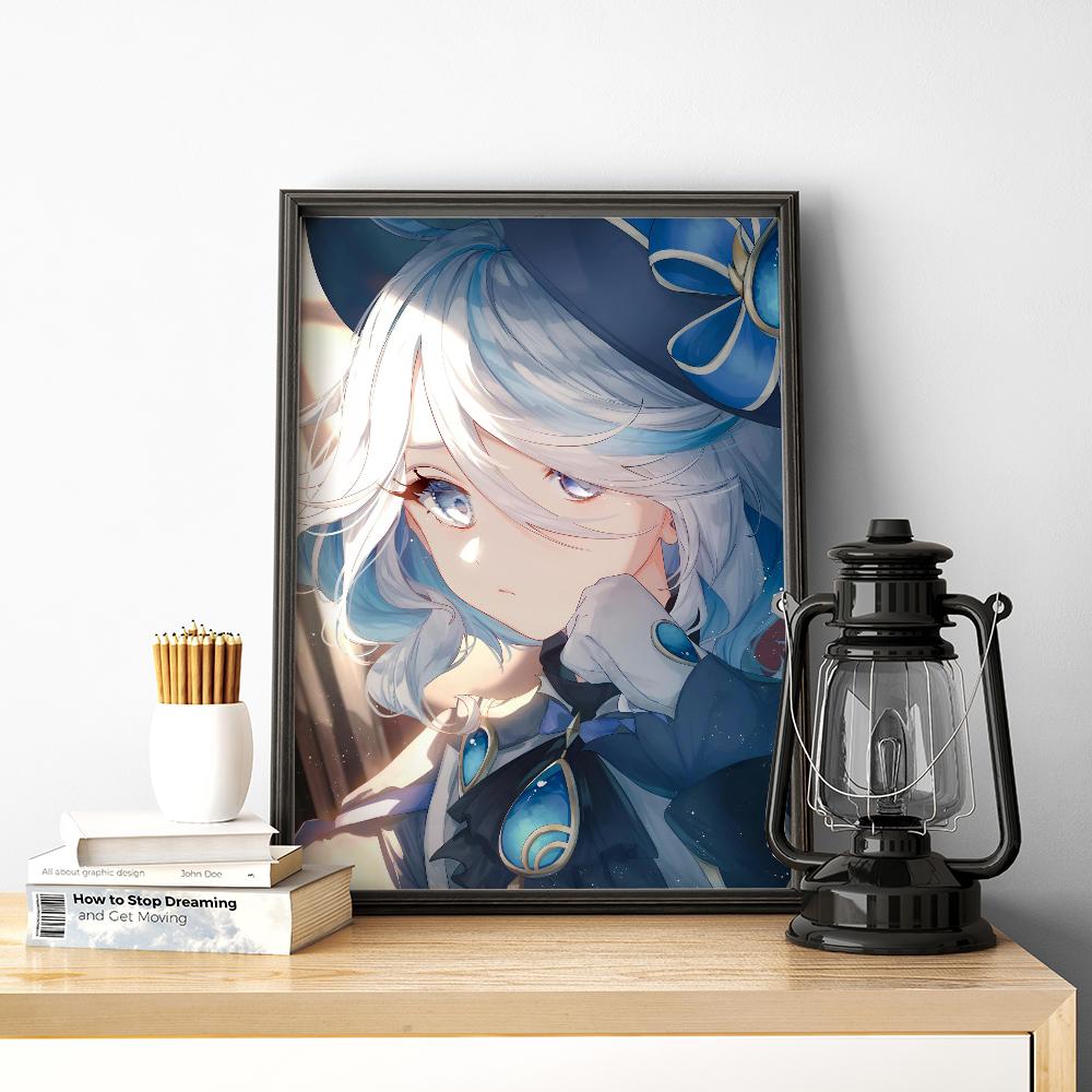 1pc Popular Anime Game Cute Girl Furina Genshin Impact Poster HD Posters Home Room Bar Cafe Decor Art Wall Painting Picture
