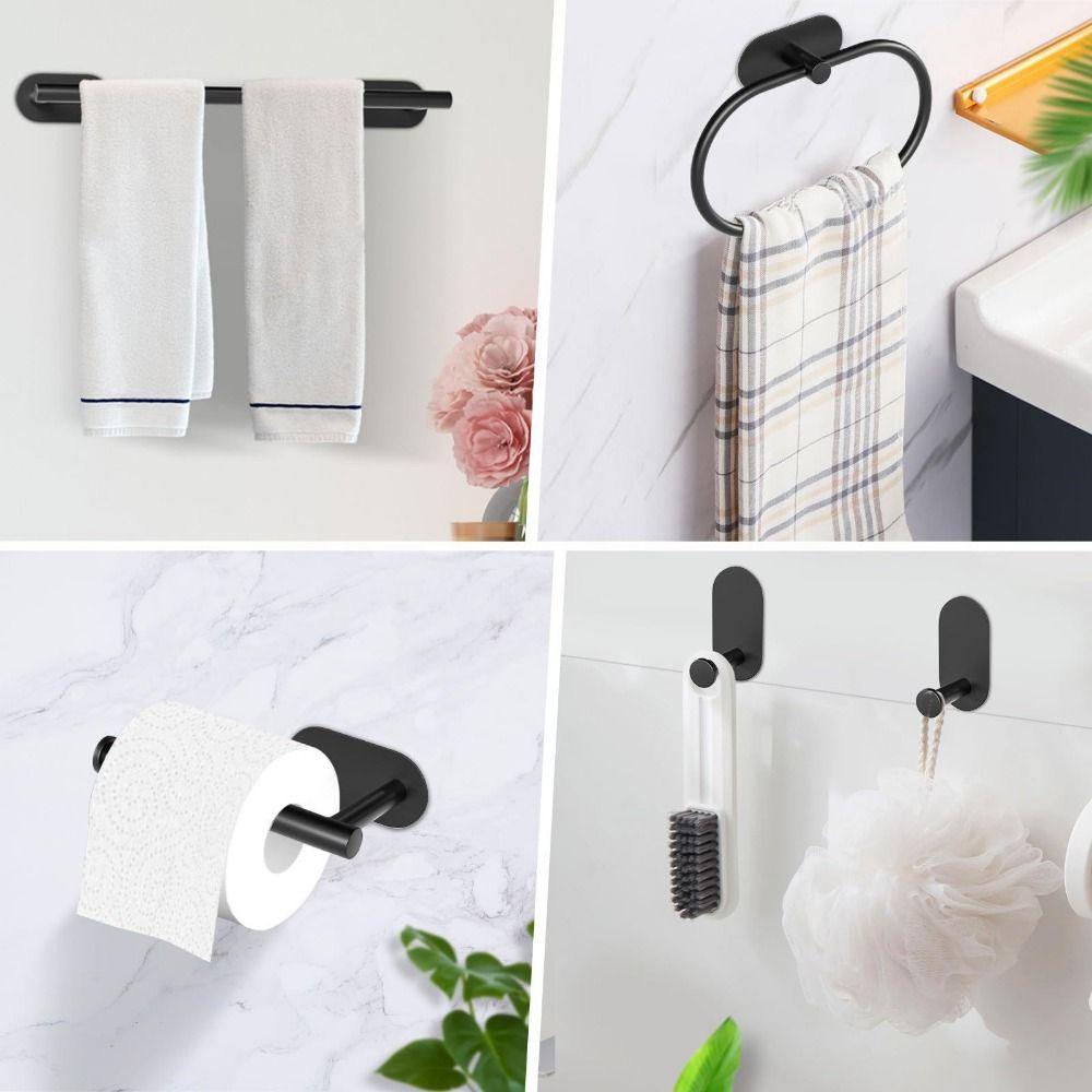4/5Pcs Anticorrosion Bathroom Hardware Set Rustproof Towel Bar Roll Paper Stand  Home Kitchen