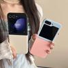 Korean Style Matte PC Case With Color-Block Design Galaxy Z Flip 6 5 4 3 Magnetic Snap-On Back Cover