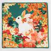 100% Mulberry Silk Square Scarf 53x53cm Floral Print Neckerchief Women