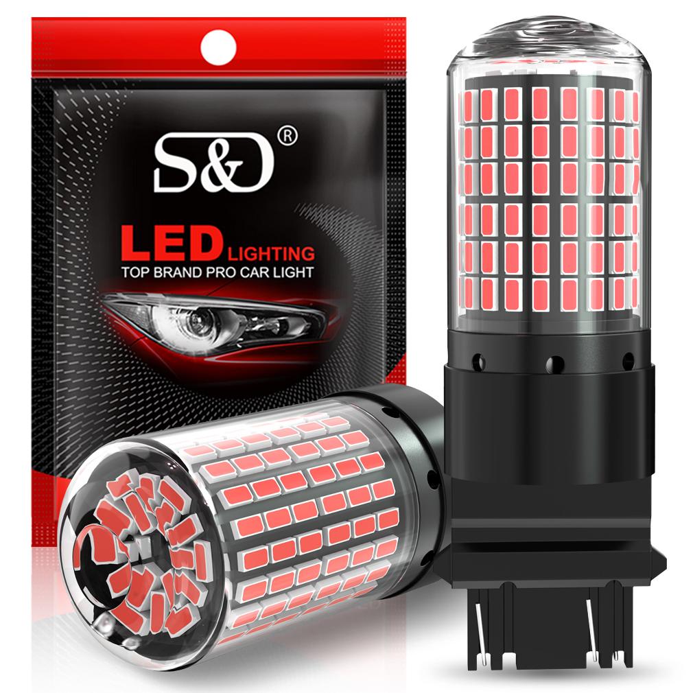 2pcs High Power Car LED Bulbs 1156 BA15S P21W BAU15S PY21W 1157 P21/5W T20 7440 W21W Canbus 144SMD Turn Signal Lamp Brake Reverse Tail Light 12V