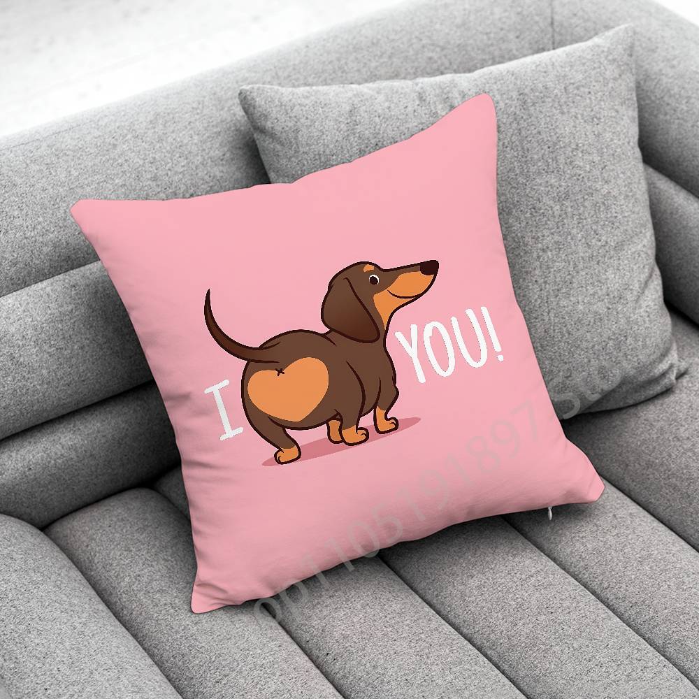 Dachshund Sausage Dog Puppy Christmas TREE Throw Pillow Case For 45*45cm 40cm 30cm 50cm 55cm Square Home Pillowcase Case