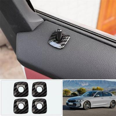For BMW 3 4 Series G20 2019~2023 Carbon Fiber Door Lock Down Bolt Ring Trim 4PCS