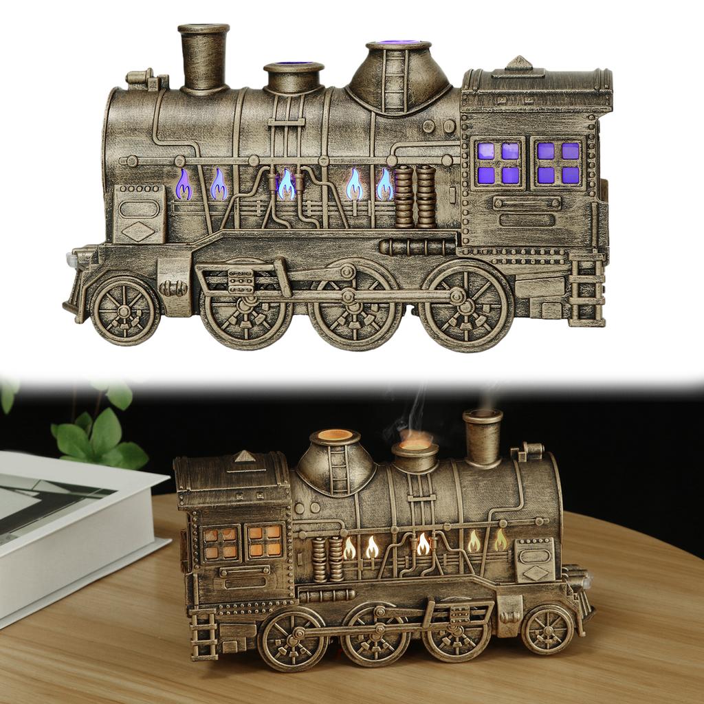 300ML Vintage Steam Train Essential Oil Diffuser with 2-Color LED Light Cool Mist Humidifier with Remote Control Air Humidifier