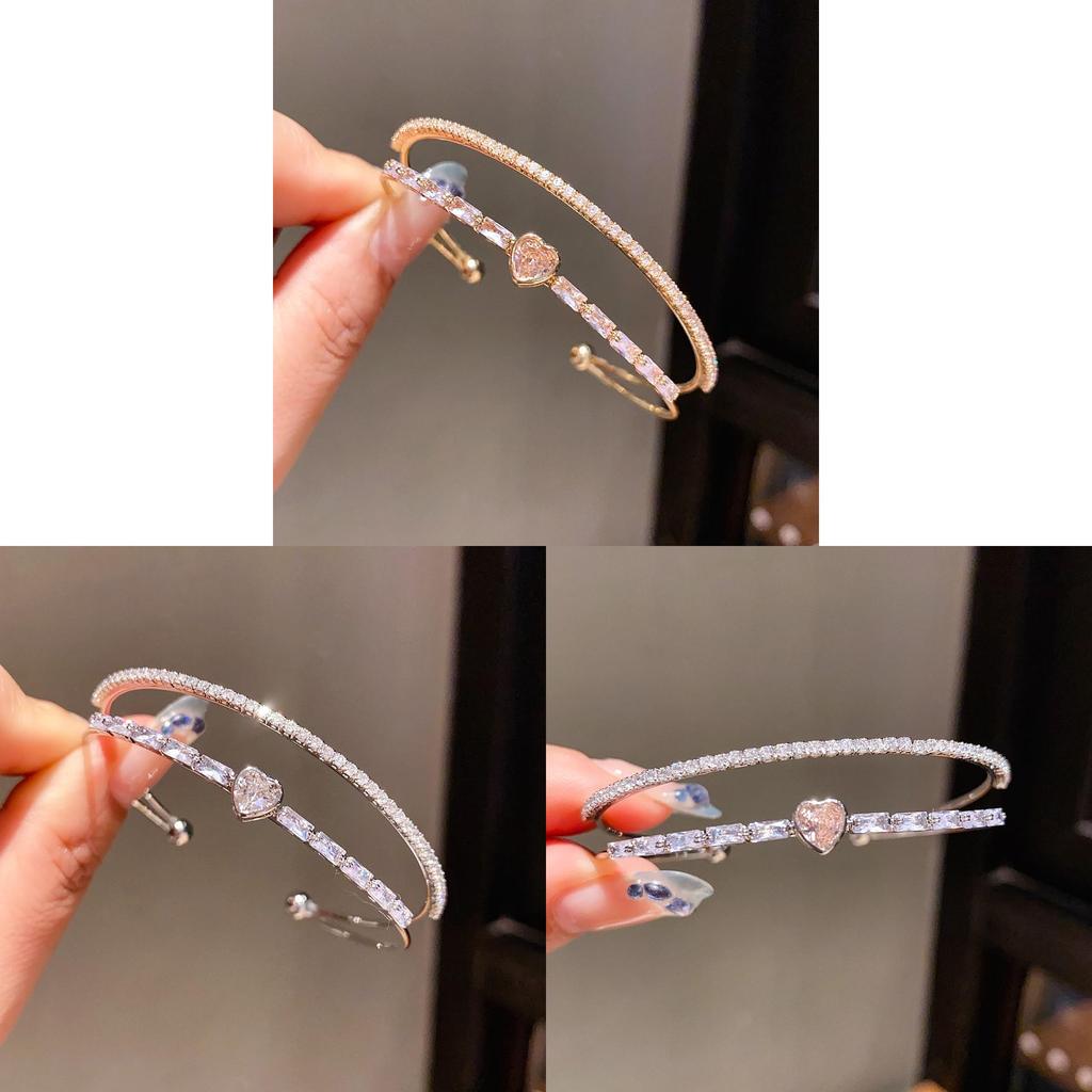 Heartshaped Jewelry Bracelet With Cubic Zirconia For Fashionable Women