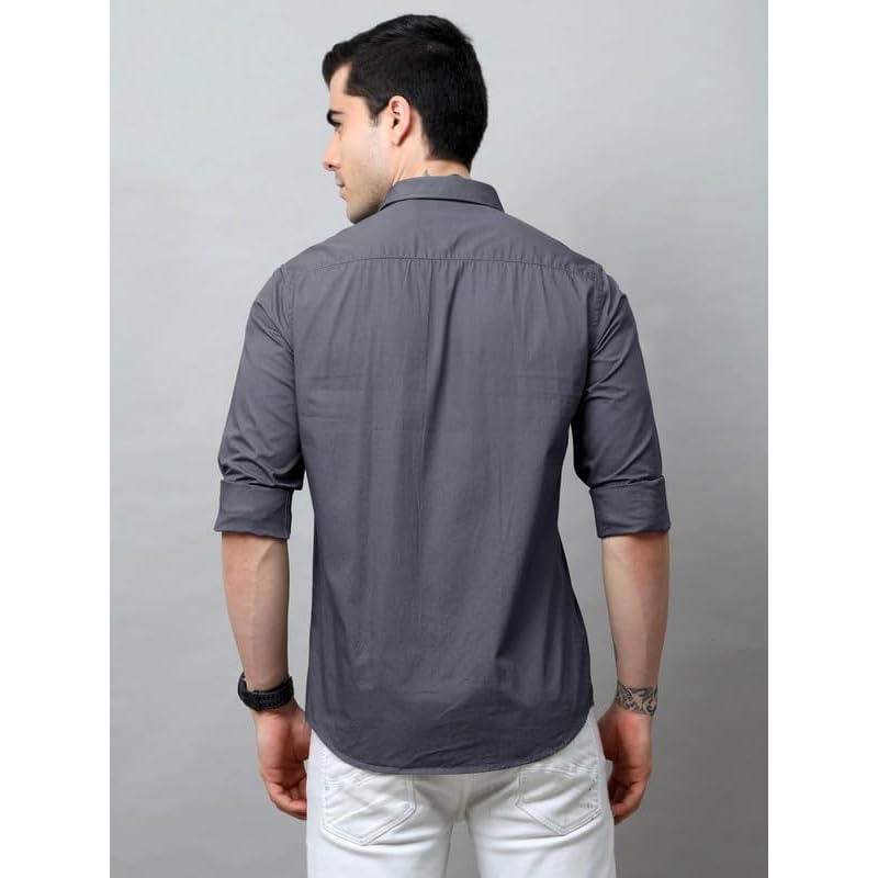 Tee Projekt Cotton Shirt For Men Ll Front Pocket Shirt Ll Stylish Long Sleeve Shirt Ll Soild Regular Fit (Pack Of ) Gre