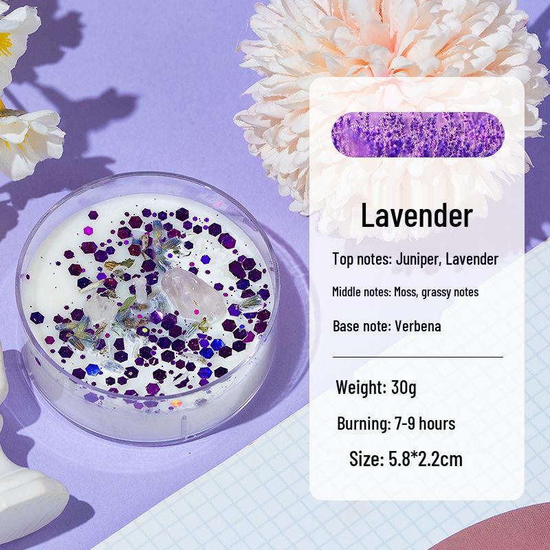 Scented Soy Wax Candles with Dried Flowers and Glitter - Crystal Shell Collection Gift Set