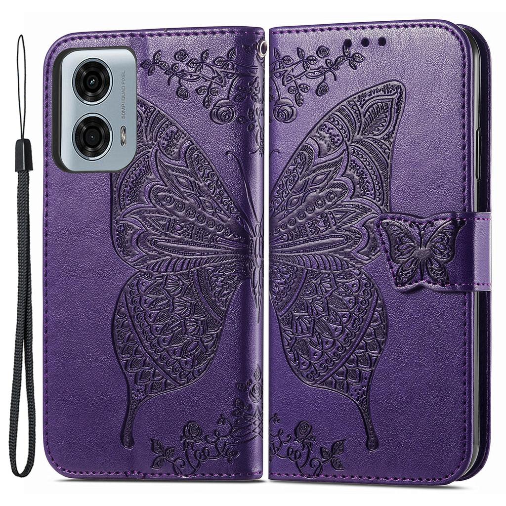 For Motorola Moto G24 Power Case Floral Butterfly PU Leather Flip Phone Cover