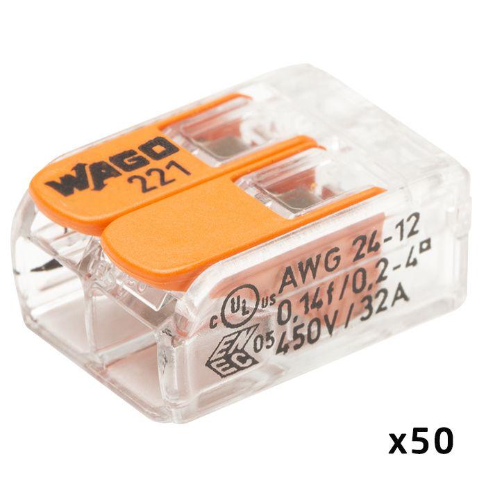 Pot de 50 bornes de connexion automatique 2 entrées S221