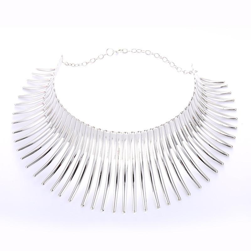 

Fashion Solid Color Curved Design Women Metal Necklace Collar For Outfit Trendy серебряный
