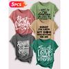 Lele Orientation Five-piece set for women T Shirt Simple English phrases with healing handwritten text and vintage print Spring, Summer, Autumn