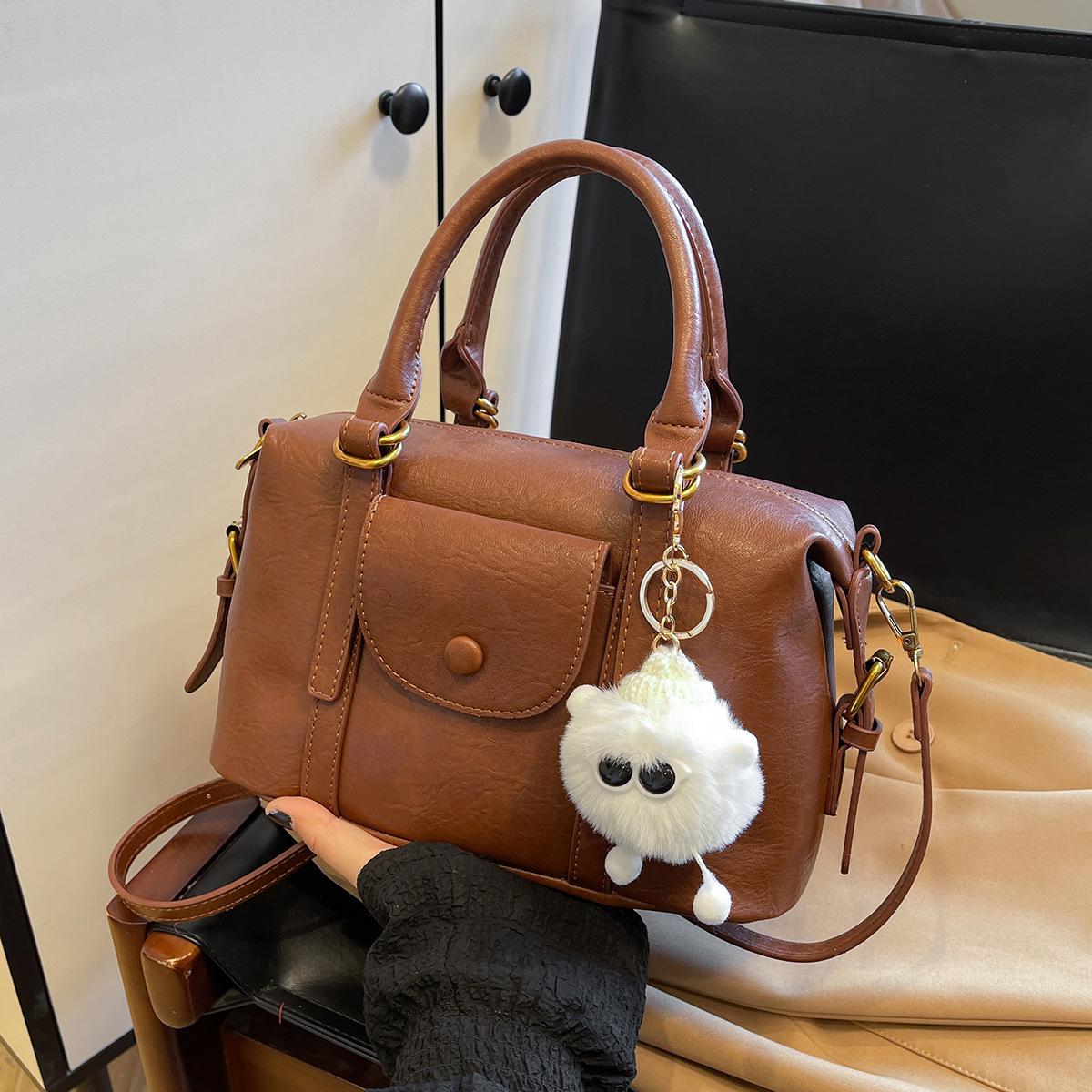 

Women s High-End Versatile Handbag - Crossbody and Shoulder Options for Work and Commute Without attachment коричневый