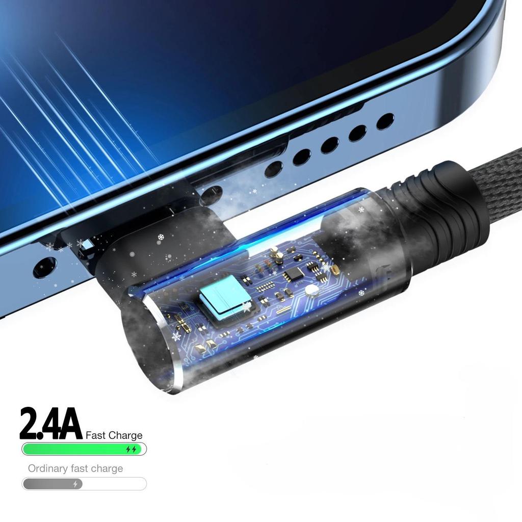 Double Elbow Fast Charging Braided Cable for Apple, Android, and Type-C Phones