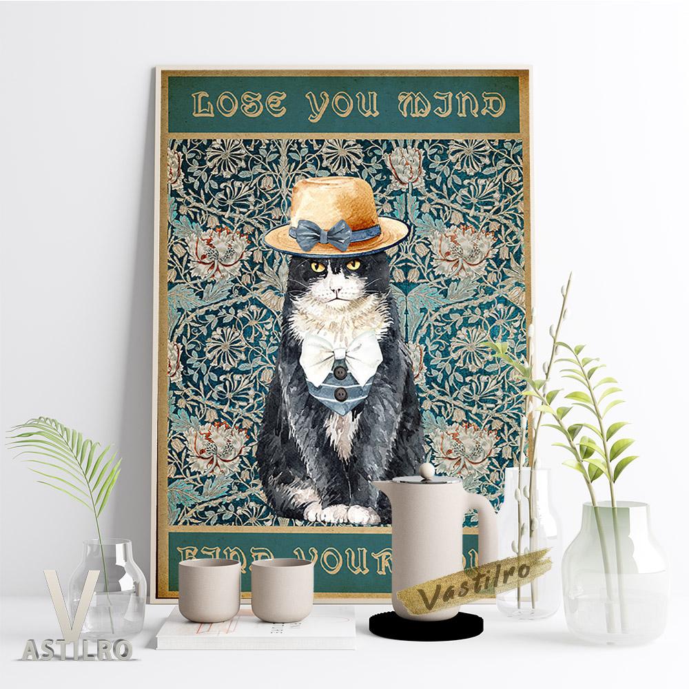 Vintage Wall Art Print Custom Cat Poster Cute Animal Portrait Oil Painting Cat Lover Gift Wallpaper