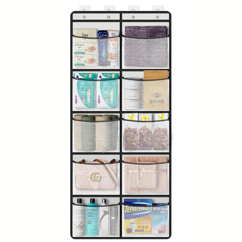 

Органайзер Over The Door с 5 большими карманами и подвесными полками для хранения, серый