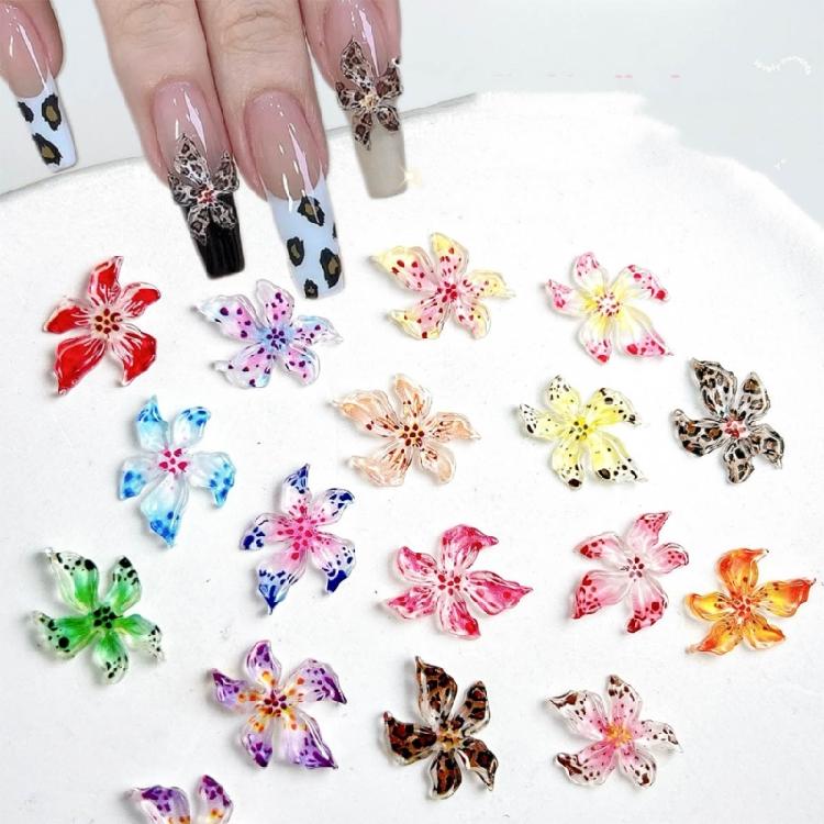 20PCS Hawaii Flower Nail Charms 3D Hibiscus Resin Fashionable Nail Accesories for Women’s Summer Nail Art and Decoration