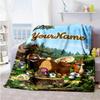 Masha Bear Customize Your Name Blanket Lightweight Personalized Blanket Durable Comfort for Bed Home Decor Office Nap Four Seasons Multipurpose
