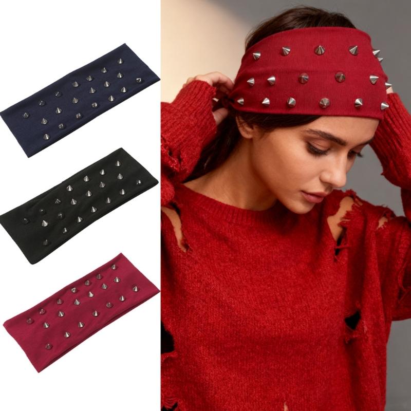 Fascia per Capelli Elastica Antiscivolo Elasticizzata con Borchie Rivettate Fascia per Capelli Traspirante per Donna Uomo Unisex da Indossare per Attività Sportive