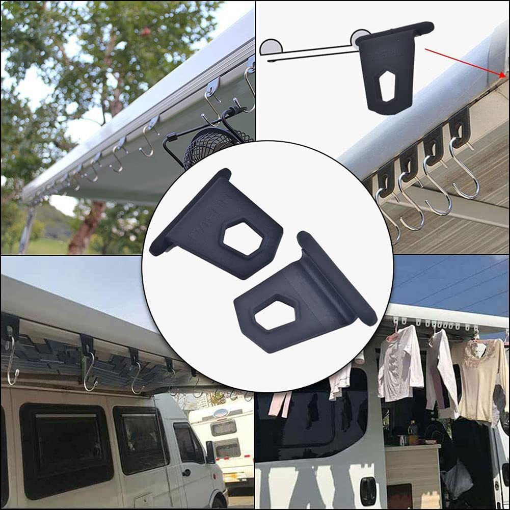 Roisin Awning Rail Hook Rings 12 Pcs Stainless Steel Hooks Black S Hooks Camper Hanger