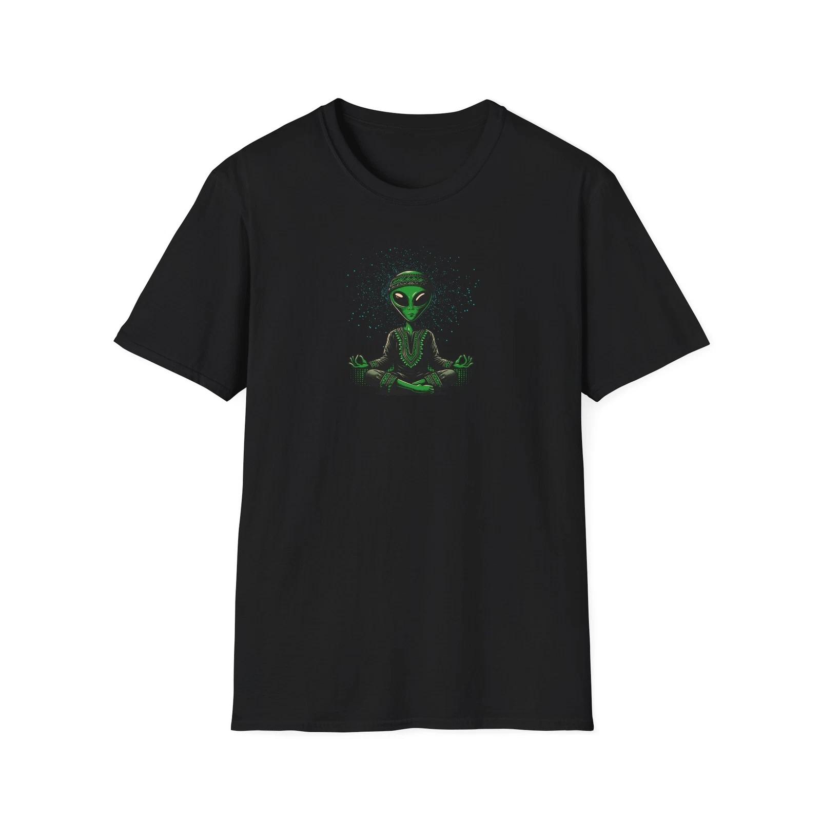 Meditating Alien, Softstyle T-Shirt, Space, Funny, Extraterrestrial, Yoga L
