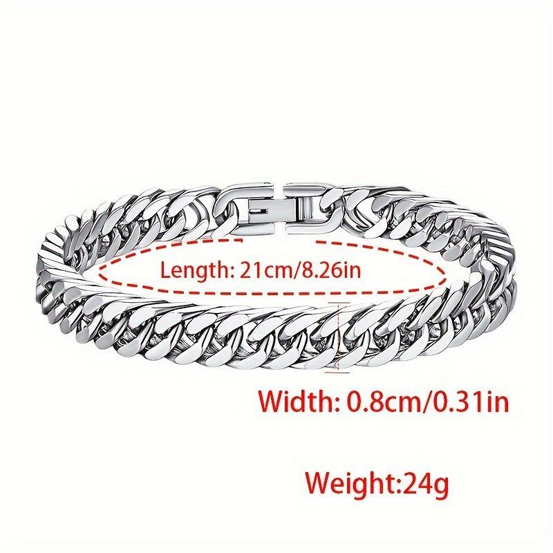 8MM Width Stainless Steel Cuban Chain Bracelets for Men, Silver  Black Gold Color Fashion Hip Hop Male Boy Wristband Jewelry