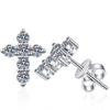Unisex Moissanite Inlay 925 Sterling Silver Cross Stud Earrings - Street Style & Personality