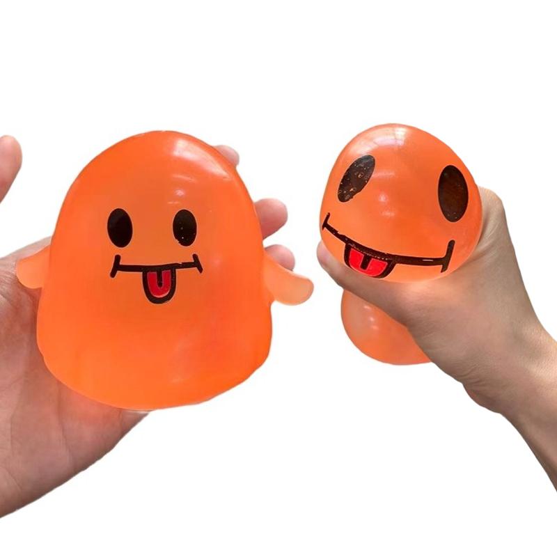 2pcs Soft Squeeze Toy Halloween Fidget Toy Ghost Decompress Squeeze Stress Ball Creative Prank Toy for Adults Halloween Gifts