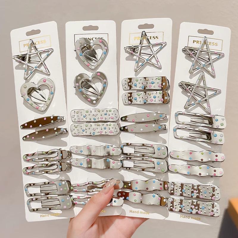 Zhao Lusi Polka Dot Metal Duckbill Hair Clip - Cute Women's Side Bangs Headdress Hairpin