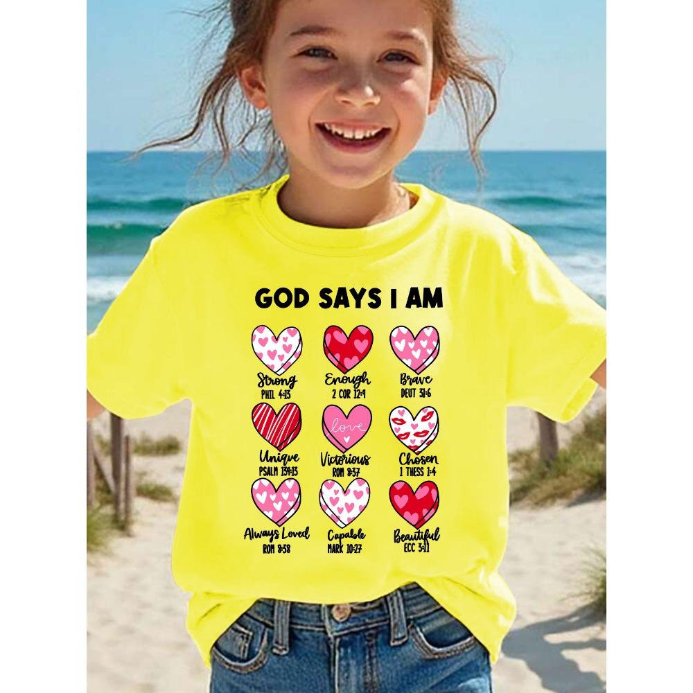 Summer Fashion Girls Short-sleeved T-shirt. Cartoon Pattern Printed Casual Versatile Top