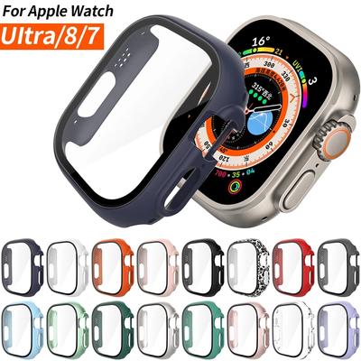 Sklo+pouzdro pro Apple Watch série Ultra 49mm 49mm chytré hodinky PC Ochrana displeje nárazník Temperované příslušenství Kryt iwatch Ultra