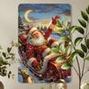 Vintage Santa Sleigh Metal Tin Sign 8x12 Inch Iron Plate Wall Art Home Decor Christmas