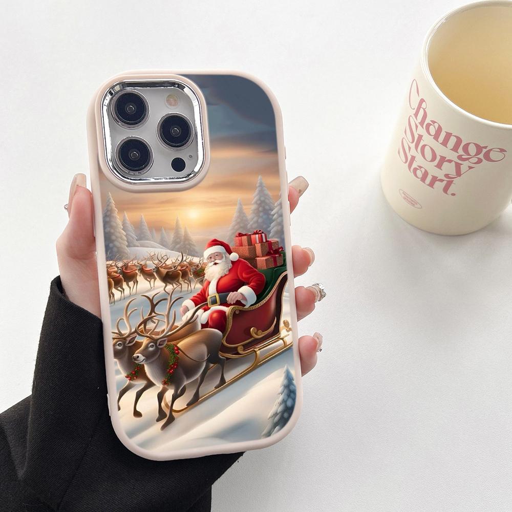 N103 Capodanno Buon Natale desig art Custodie Morbide per Telefono per Samsung S24 S23 Plus A15 A35 A54 Infinix Hot40i Bordo Placcato Protezione Fotocamera Cover Posteriore