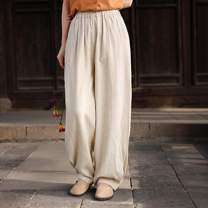 

Deer and Andy Women s Cotton Linen Loose Ramie Pants - Spring Collection, Versatile Casual Chinese Style Straight-Leg Pants. M