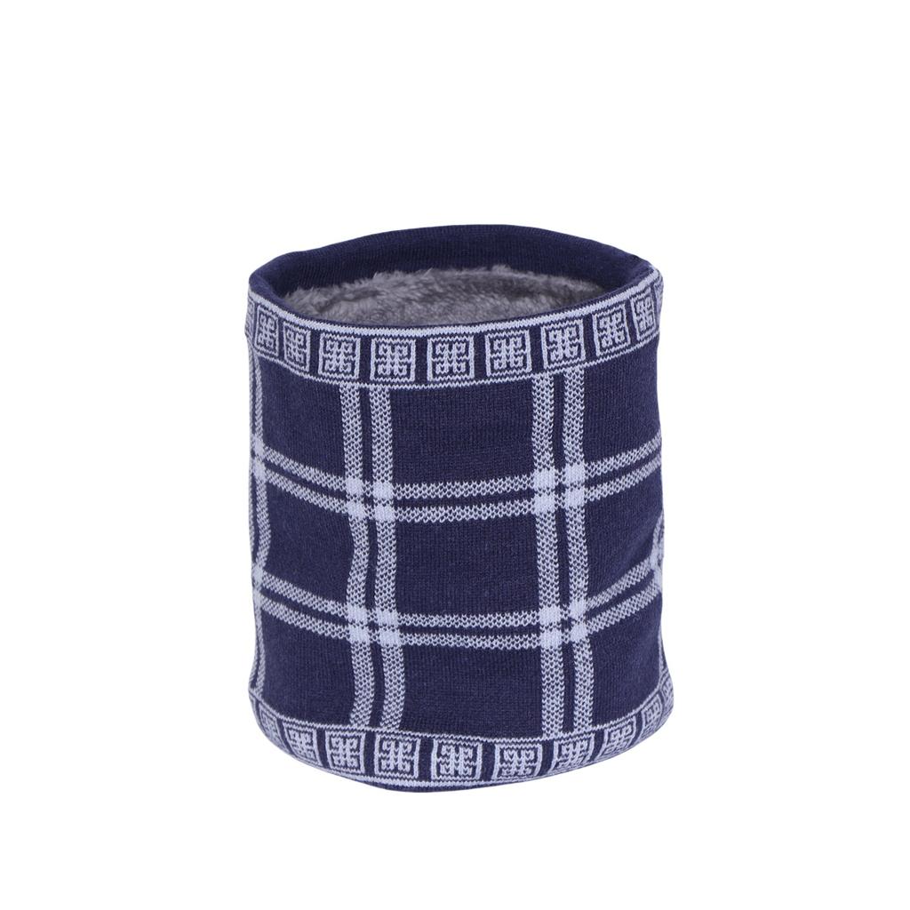 Winter Men Windproof Thickened Neck Gaiter Imitation Cashmere Warm Plaid Neckerchief Fashion Simple Knit Neck Cover Ring Scarf