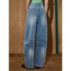 Coolhut American Retro Washed High-Waisted Wide-Leg Vintage Sickle Pants Faded Distressed Women's Jeans