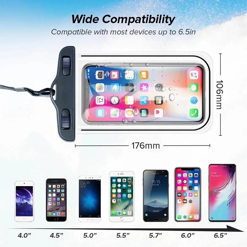 Up To 7.3" Multicolor Universal Waterproof Phone Pouch Phone Waterproof Case Dry Bag IP68 Outdoor Sports for Apple IPhone Samsung and More