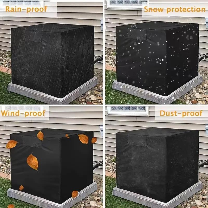 Air Conditioner Outer Unit Cover Outdoor Central External Vent Full Cover Dustproof Heavy Duty Outdoor Furniture Cover Black