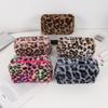 Bolsa de Almacenamiento de Cosméticos con Estampado de Leopardo para Mujer, Bolsa de Maquillaje de Peluche de Gran Capacidad, Bolsa de Almacenamiento Portátil para Viaje, Regalo