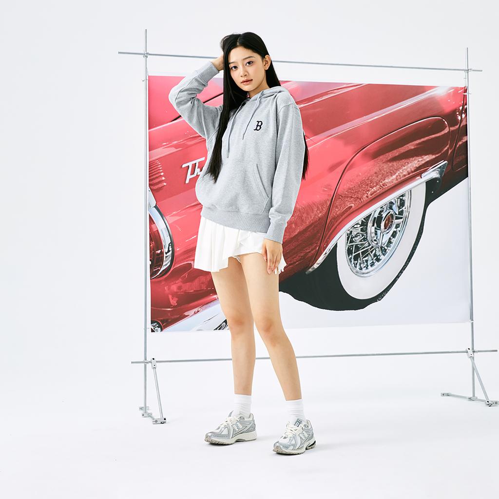 New MLB MONOGRAM Collection Boston Red Sox 24FW Hoodie Unisex Heather Gray 3AHDM0144-43MGS