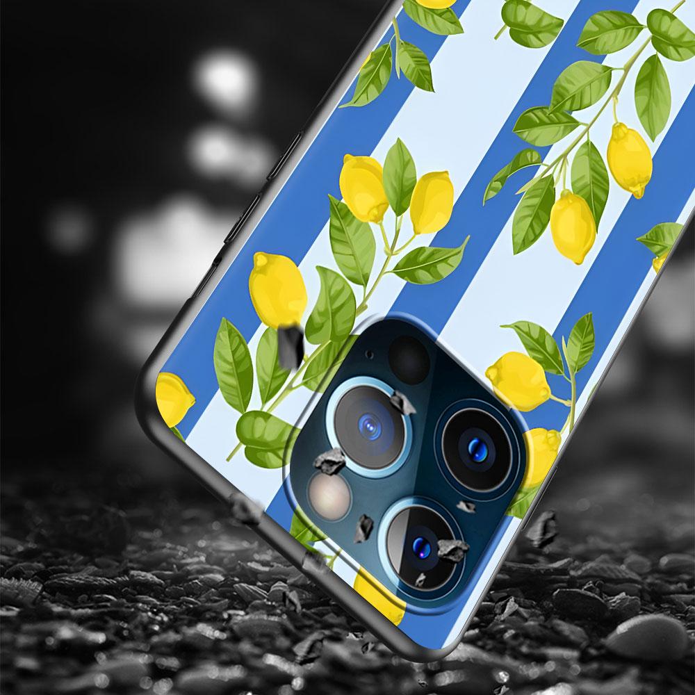 Citrus limon Linnaeus Case for Apple iPhone 14 11 7 SE 2020 8 X XS 13 12 Mini XR 15 Pro Max Silicone Black Soft Phone Cover