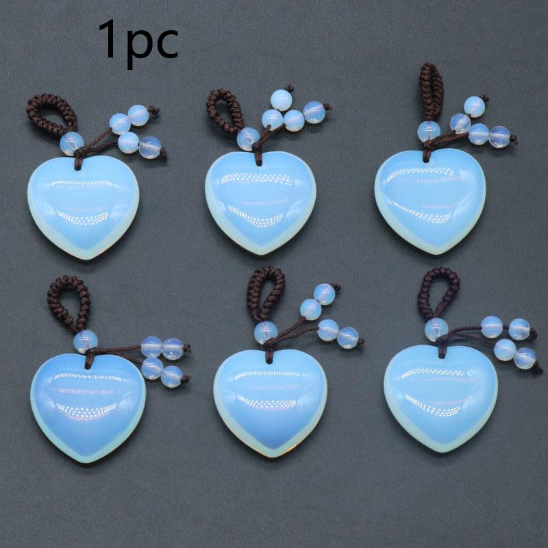 1PC 30mm Llavero Corazón de Piedra Natural Piedra de Cristal Curativo Cuarzo Rosa Joyería Borla Llavero Amuletos para Bolsos