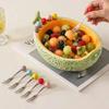 Large Capacity Fruit Serving Plate Hami Melon Shape Snack Plate with Fork  Fruit Insert