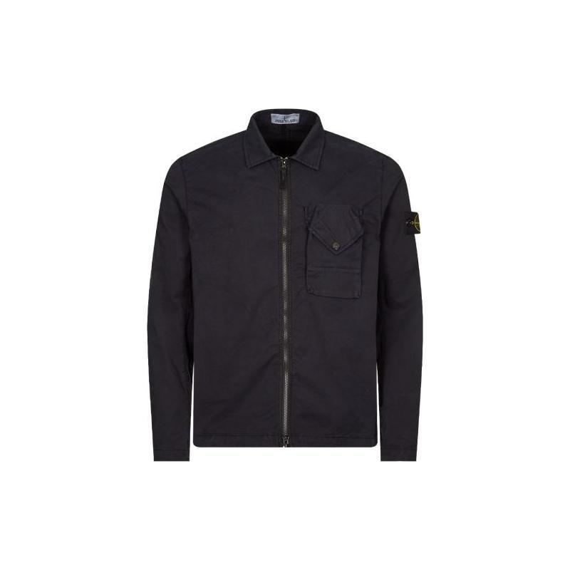 Stone Island FW23 Single Pocket Jacket Wool Blend Zip Shirt Men jackets Navy-Blue 791511010-V0020